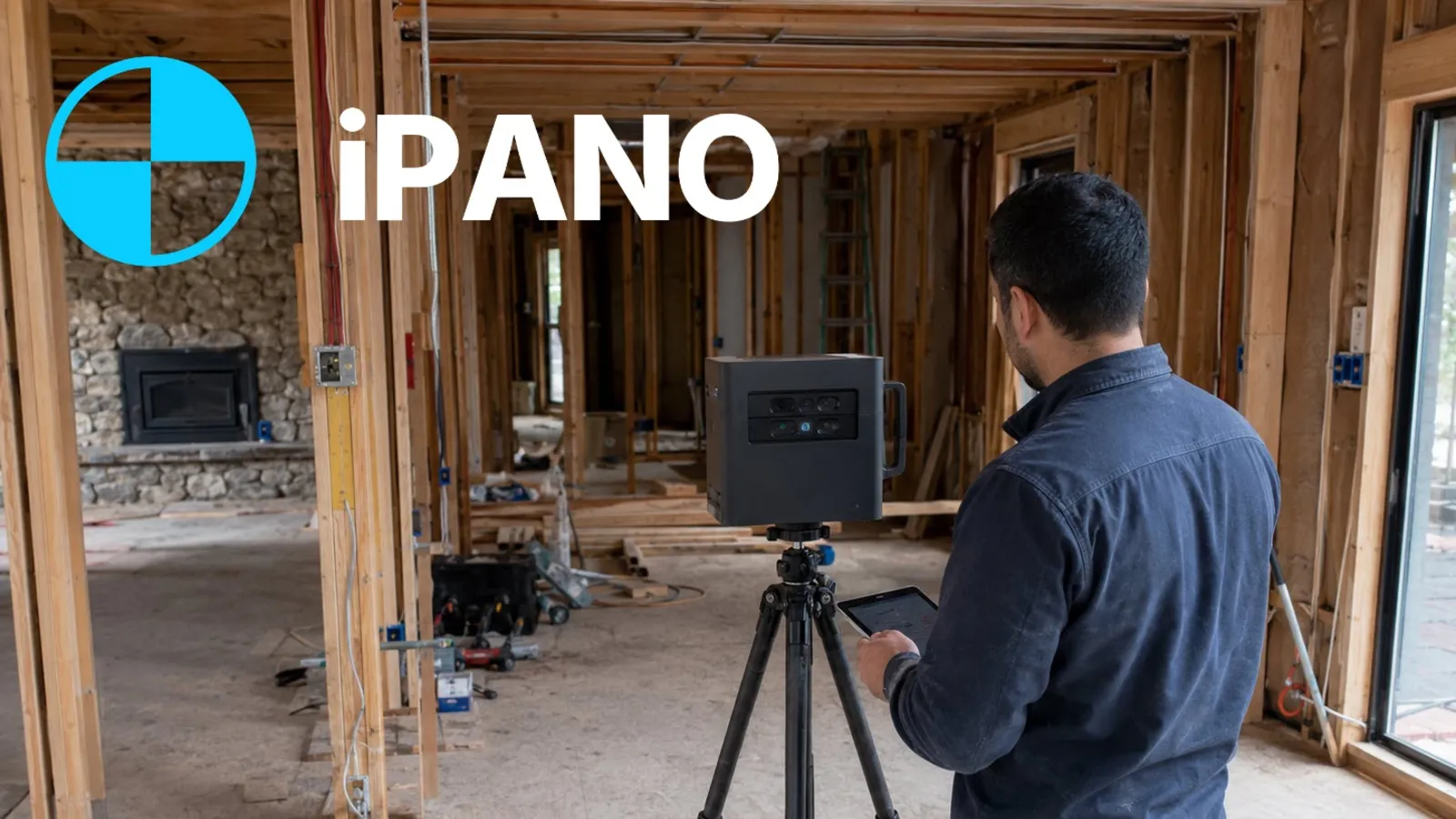 Technician capturing a Matterport 3D tour of a residential renovation with a Pro camera on tripod